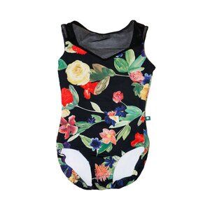 Luckyleo Wildflower Breeze Leotard with Black Mesh Size Small
